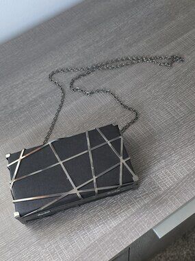 Jessica McClintock Gunne Sax Harvey Metal Frame Box Clutch Handbag Geometric